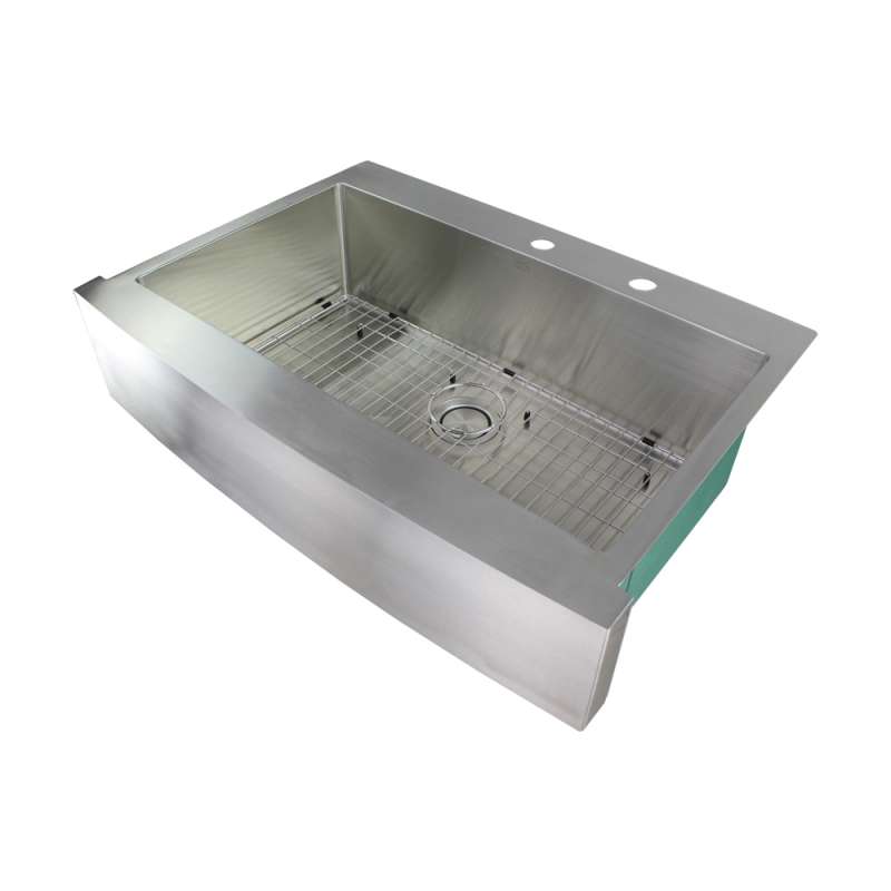 Transolid Diamond 36in X 25in 16 Gauge Super Dual Mount Single Bowl Kitchen Sink Withh Fr2 Holes Hole