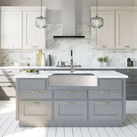 KKM-DTSSF302510-M Diamond Sink Kit with Farmhouse Style Single Bowl, Magnetic Accessories Kit, and Drain Kit