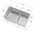 32.75-in x 19-in x 10-in 16 Gauge Equal Double Bowls, Undermount Stainless Steel Kitchen Sink with Low Divide