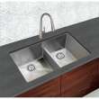 32.75-in x 19-in x 10-in 16 Gauge Equal Double Bowls, Undermount Stainless Steel Kitchen Sink with Low Divide