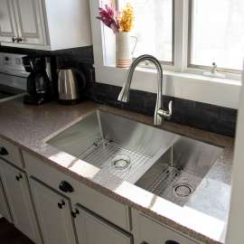Diamond Sink Kit with 60/40 Double Bowls, Undermount Installation, Magnetic Accessories Kit, and Drain Kit
