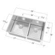 33-in x 19-in x 10-in 16 Gauge 60/40 Double Bowls, Undermount Stainless Steel Kitchen Sink with Low Divide