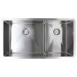 35.5-in x 19-in x 10-in 16 Gauge 60/40 Double Bowls, Undermount Stainless Steel Kitchen Sink with Low Divide