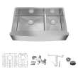 KKM-DUSSF302210 Diamond Sink Kit with Farmhouse Style Single Bowl, Magnetic Accessories Kit, and Drain Kit
