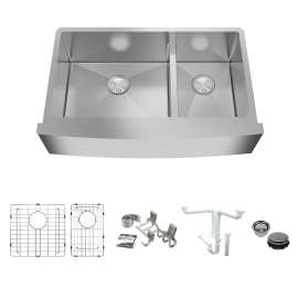 KKM-DUSSF302210 Diamond Sink Kit with Farmhouse Style Single Bowl, Magnetic Accessories Kit, and Drain Kit