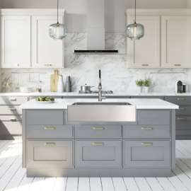 KKM-DUDOF362010 Diamond Sink Kit with Farmhouse Style 60/40 Double Bowls, Magnetic Accessories Kit, and Drain Kit