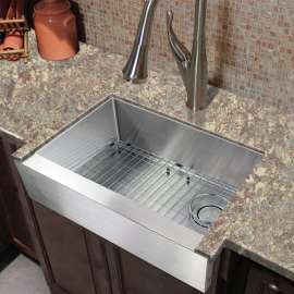 Diamond KKM-DUSSF302010 Diamond Sink Kit with Farmhouse Style Single Bowl, Magnetic Accessories Kit, and Drain Kit