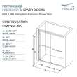 Semi-frameless bypass shower door featuring EXCLUSIVE TruMotion technology with smooth clear glass texture and traditional Turin handles 57-3/4-in to 59-in W x 58-in H