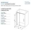 Semi-frameless pivot shower door in matte black frame finish with smooth glass texture 32-in to 36-in W x 76-in H