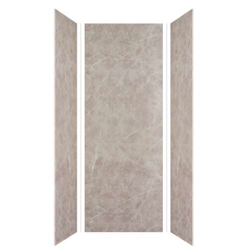 Silhouette 36-in x 36-in x 96-in Glue to Wall 3-Piece Shower Wall Kit, Brown Stone