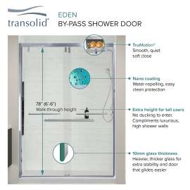 Semi-frameless bypass shower door with a clear glass texture with Riley handles 56-60-in W x 80-in H
