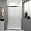 Semi-frameless bypass shower door featuring EXCLUSIVE TruMotion technology in Polished Chrome frame finish with smooth clear glass texture and modern Sabrina handles 45-3/4-in to 47-in W x 76-in H