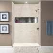 FLU6032R-32 Linear 60-in W x 32-in L Rectangular Alcove Concealed End Drain Shower Base with Right Hand Drain in Cameo