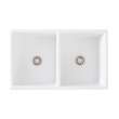 33-in x 20-in x 10-in Double Equal Bowls with Reversible (Country/Plain) Front, Farmhouse Fireclay Kitchen Sink, Undermount Installation, in White