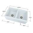 Transolid Versailles 33in x 20in Undermount Double Bowl Farmhouse Fireclay Kitchen Sink with Reversible (French/Plain) Front, in White with Grids, Strainers, Installation Kit