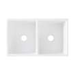 33-in x 20-in x 10-in Double Equal Bows with l Reversible (Roman/Plain) Front, Farmhouse Fireclay Kitchen Sink, Undermount Installation, in White