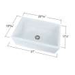 30-in x 20-in x 10-in Single Basin Reversible (French/Plain) Farmhouse Fireclay Kitchen Sink in White with Faucet, Grid, Strainer, Installation Kit