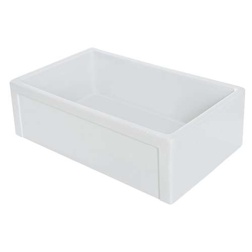 Transolid Aries 30in x 20in Undermount Single Bowl Farmhouse Fireclay Kitchen Sink with Reversible (Roman/Plain) Front, in White