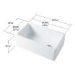 30 in. X 18 in. X 10 in. Super Single Bowl, Farmhouse Fireclay Kitchen Sink, Undermount Installation, In White