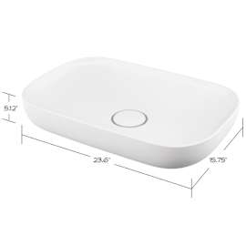 23.63-in Rectangular Vitreous China Vessel Sink in White