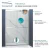 Semi-frameless bypass shower door featuring EXCLUSIVE TruMotion technology in Brushed Stainless frame finish with smooth clear glass texture and traditional Turin handles 57-3/4-in to 59-in W x 58-in H