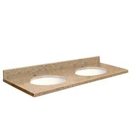 G61222 Nouveau 61-in x 22-in Granite Double Bowl Vanity Top With Eased Edge