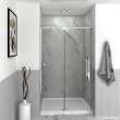 Semi-frameless pivot shower door with smooth glass texture 44-in to 48-in W x 76-in H