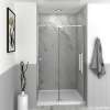 Irene IPD487610C-S-PC Semi-frameless pivot shower door in polished chrome frame finish with smooth glass texture 44-in to 48-in W x 76-in H