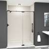 Irene IPD607610C-J-MB Semi-frameless pivot shower door in matte black frame finish with smooth glass texture 56-in to 60-in W x 76-in H