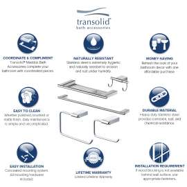 KA-MDX-5-PC-M Maddox 5-Piece Bathroom Accessory Kit Including a robe hook, a toilet paper holder, a towel ring, a 24-in towel bar, and a 16-in shelf with soap dish, in Polished Chrome