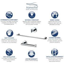 KA-TUR-3-PC-M Turin 3-Piece Bathroom Accessory Kit Including a robe hook, a toilet paper holder, and a 24-in towel bar, in Polished Chrome