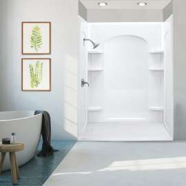 60-in x 30-in Low Profile Shower Kit with Aging in Place Backerboards KAS-FLUN6030-31-M