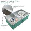 Diamond Sink Kit with Equal Double Bowls, Undermount Installation, Magnetic Accessories Kit, and Drain Kit
