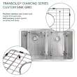 Diamond Sink Kit with Equal Double Bowls, Undermount Installation, Magnetic Accessories Kit, and Drain Kit