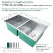 Diamond Titan Sink Kit with Equal Double Bowls, Undermount Installation, Magnetic Accessories Kit, and Drain Kit