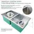 Diamond Titan Sink Kit with Equal Double Bowls, Undermount Installation, Magnetic Accessories Kit, and Drain Kit