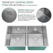Diamond Titan Sink Kit with Equal Double Bowls, Undermount Installation, Magnetic Accessories Kit, and Drain Kit