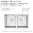 Diamond Titan Sink Kit with Equal Double Bowls, Undermount Installation, Magnetic Accessories Kit, and Drain Kit
