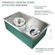 Diamond Sink Kit with Single Bowl, Undermount Installation, Magnetic Accessories Kit, and Drain Kit