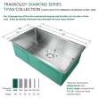 Diamond Titan Sink Kit with Super Single Bowl, Undermount Installation, Magnetic Accessories Kit, and Drain Kit