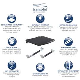 K-ADA-MDX-3-B-M Maddox 3-Piece Bathroom Safety Accessory Kit Including a fold-up shower seat, a 16-in grab bar, and a 12-in grab bar, in Black/Brushed Stainless