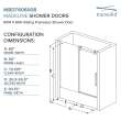 Madeline MBDT606008FL-R-PC Frameless sliding shower door with fixed panel in polished chrome with frosted glass texture and Riley handles