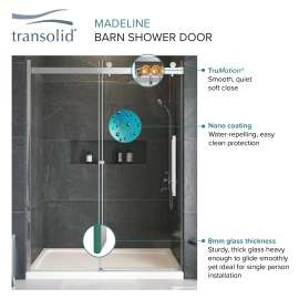 MBDT606008FL-R-M Madeline Frameless sliding shower door with fixed panel with frosted glass texture and Riley handles
