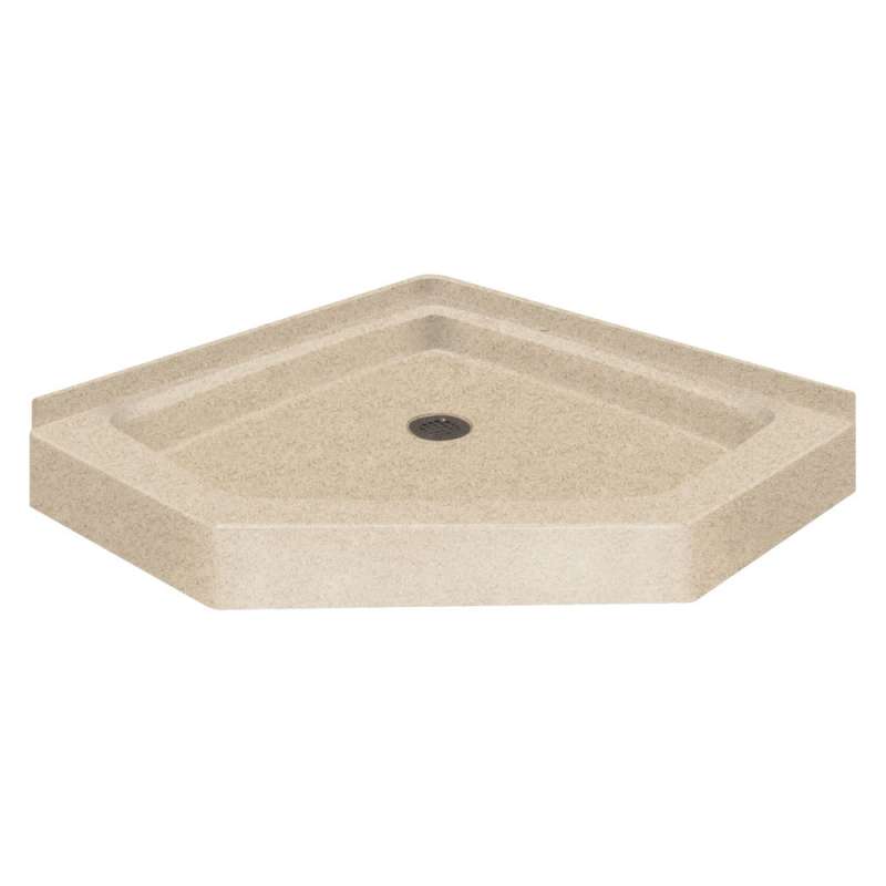 Transolid Decor Solid Surface 38 In X Neo Angle Shower Base With Center Drain Matrix Khaki