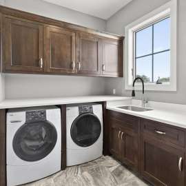 Kitchen/Laundry Faucet with Dual Spray, Flex Neck, 1.8 GPM, and Garden Hose Adapter in Brushed Nickle/Matte Black