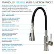 Kitchen/Laundry Faucet with Swivel Action Ball-Joint, Dual Spray, Flex Neck, 1.8 GPM, and Garden Hose Adapter in Black