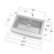 Transolid Studio 35.5-in x 22in 14 Gauge Undermount Single Bowl Farmhouse Kitchen Sink with SinkPocket