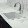 Transolid Quantum 22in x 20in silQ Granite Drop-in Single Bowl Kitchen Sink with 3 CAB Faucet Holes, In White
