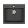 Transolid Quantum 22in x 20in silQ Granite Drop-in Single Bowl Kitchen Sink with 1 Pre-Drilled Faucet Hole, in Black