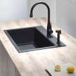 Transolid Quantum 22in x 20in silQ Granite Drop-in Single Bowl Kitchen Sink with 1 Pre-Drilled Faucet Hole, in Black